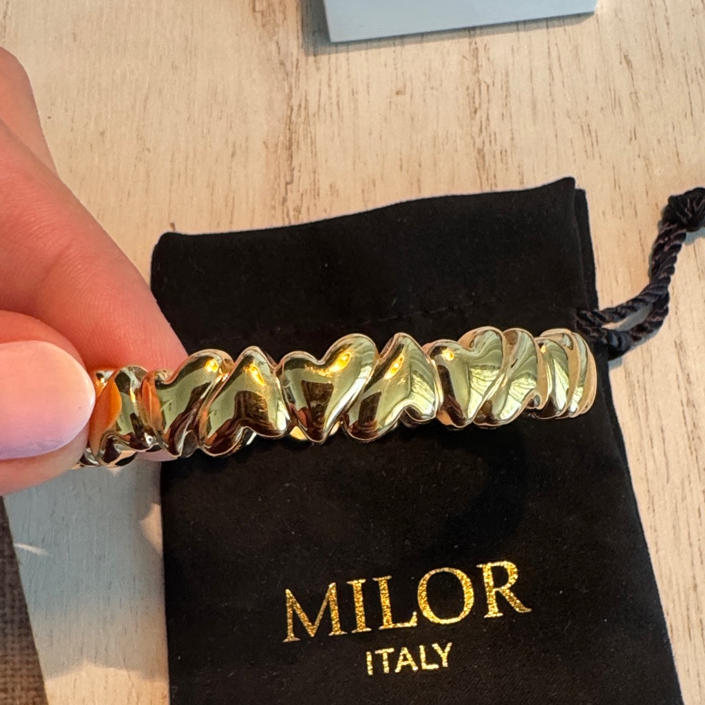 Milor 14kt Gold Heart Sculpted Bangle Bracelet 300$